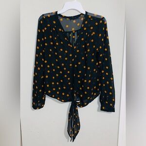 Mine Black Blouse with Orange Polka Dots